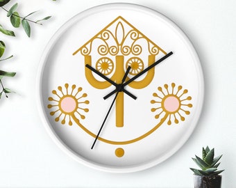 ゴールドのイッツ・ア・スモールワールド時計 | エレガントな壁飾り