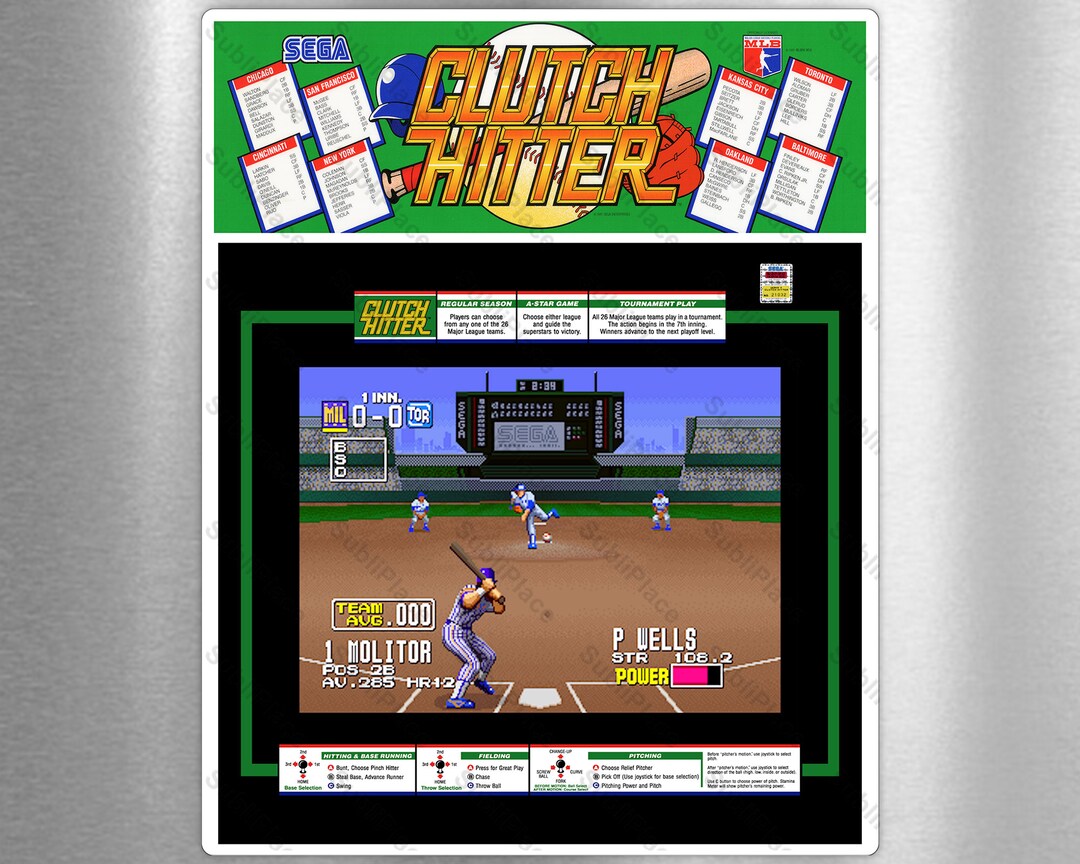 Clutch Hitter Arcade Game Marquee Bezel & Screenshot Etsy