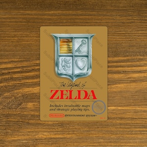 The Legend Of Zelda NES Box Cover Video Game image on Fridge Magnet 2.5"x3.5" Metal Plate - High gloss - Image is sublimated into the plate