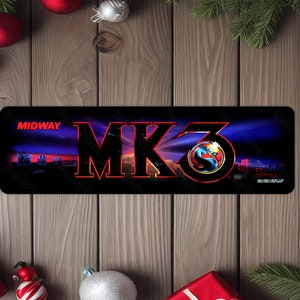 Mortal Kombat 3 Arcade Game Marquee 4&quot;x13.5&quot; Metal Plate - High gloss with rounded corners - Image is sublimated into the plate