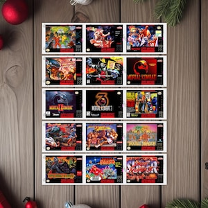 Set of 15 Super NES Box Cover Image Stickers - Each Sticker 1.65&quot; x 2.2&quot; - High gloss - Permanent Vinyl Stickers - Images Sublimated (B)