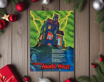Haunted House - Pinball Arcade Game Flyer Promo Art Image on a 5"x7" Metal Plate - High gloss with rounded corners - Image is sublimated
