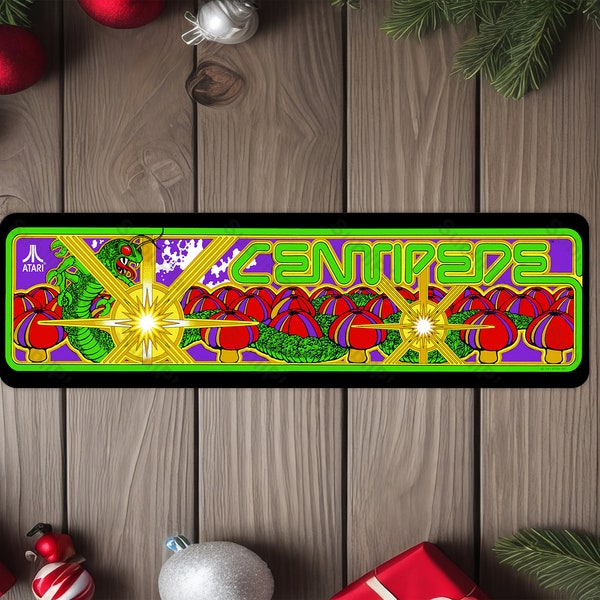 Centipede Arcade Game Marquee Image on a 4"x13.5" Metal Plate - High gloss with rounded corners - Image is sublimated into the metal plate