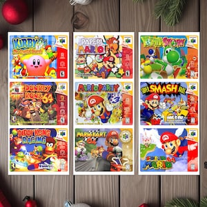 Set of 9 N64 Box Cover Image Stickers - Each Sticker is 2.25&quot; x 3.00&quot; - High gloss - Permanent Vinyl Stickers - Images are Sublimated