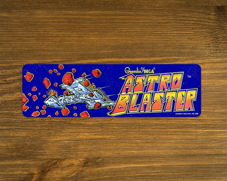 Astro Blaster Arcade Game Marquee Image on a 4"x13.5" Metal Plate ...