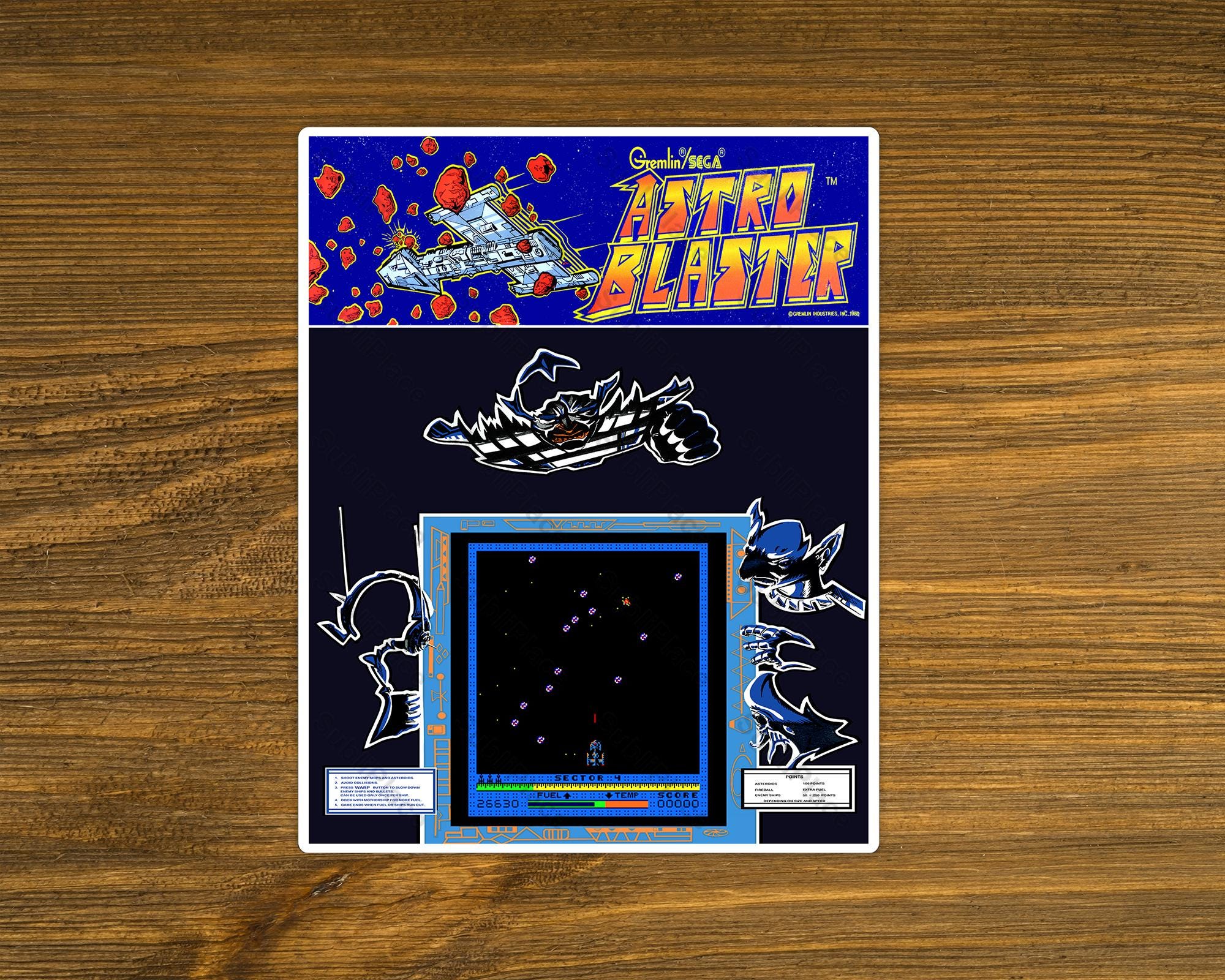 Astro Blaster Arcade Game Marquee, Bezel & Screenshot Image on a 8"x10 ...