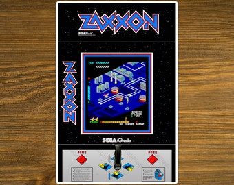 Zaxxon Arcade Game Marquee, Bezel, Screenshot & Control Panel image on 8"x12" Metal Plate - High gloss - Image is sublimated into the plate