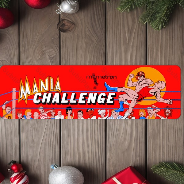 Mania Challenge Arcade Game Marquee 4"x13.5" Metal Plate - High gloss with rounded corners - Image is sublimated into the metal plate