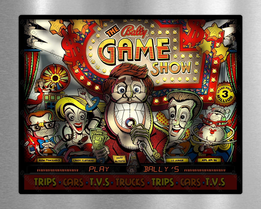 The Bally Game Show Pinball Arcade Game Backglass Image on a Etsy