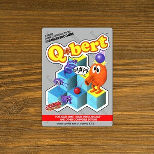 Q*bert Atari 2600 Box Cover Video Game image on a Fridge Magnet 2.5"x3.5" Metal Plate - High gloss - Image is sublimated into the plate