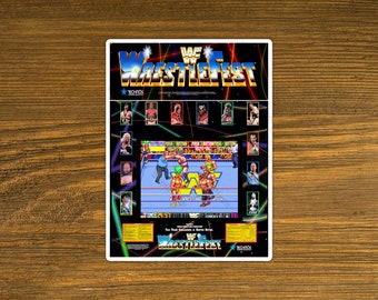 WWF-Wrestlefest Arcade Game Fridge Magnet 3&quot; x 4&quot; Metal Plate - Marquee, Bezel & Screenshot - High gloss - Image sublimated into the Plate
