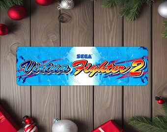 Virtua Fighter 2 Arcade Game Marquee 4"x13.5" Metal Plate - High gloss with rounded corners - Image is sublimated into the metal plate