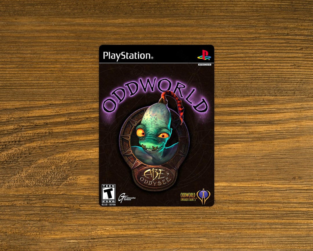 Odd World - Abe's Oddysee PS1 Box Cover Video Game Image on a