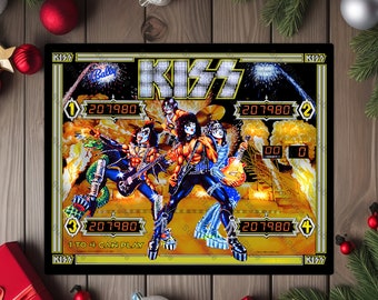 KISS - Bally 1979 Pinball Arcade Game Backglass Image on a 8"x10" Metal Plate - High gloss w/ rounded corners - Image sublimated into plate