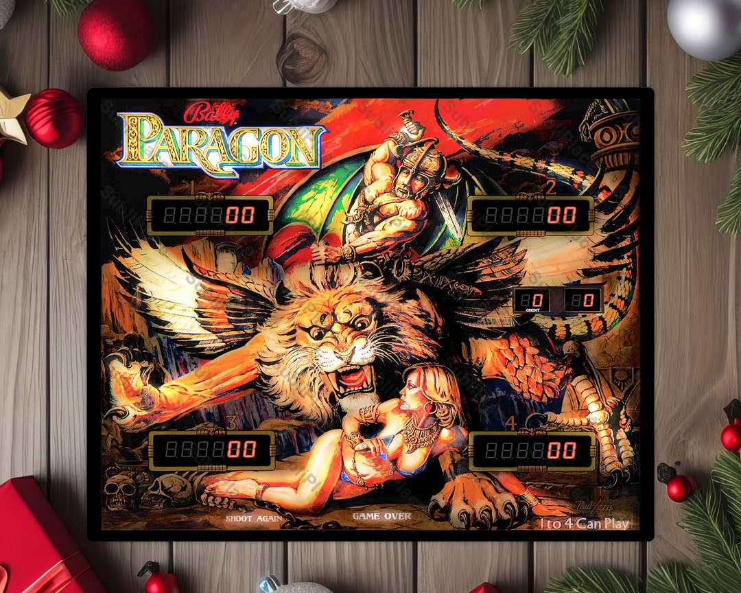 Paragon Bally 1979 Pinball Arcade Game Backglass Image on a 8x10 Metal