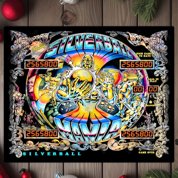 SilverBall Mania - Bally 1978 Pinball Arcade Game Backglass Image on a 8"x10" Metal Plate - High gloss w/ rounded corners - Image sublimated