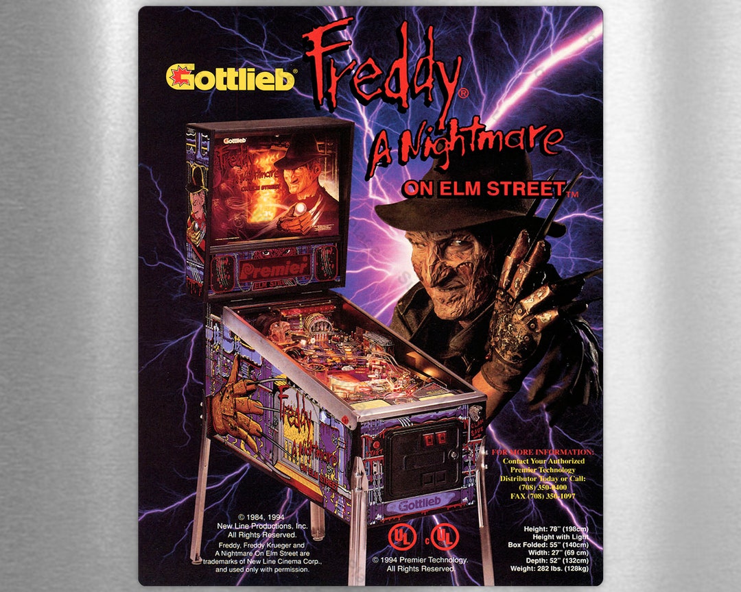 Freddy Nightmare on Elm Street Pinball Arcade Game Flyer Promo - Etsy