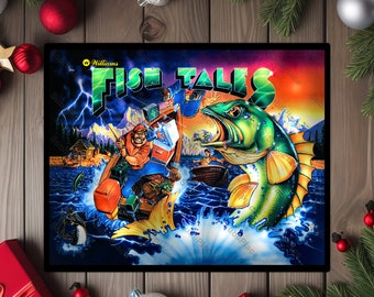 Fish Tales - Williams 1992 Pinball Arcade Game Back glass Image No DMD Part on 8"x10" Metal Plate - High gloss - Image sublimated into plate