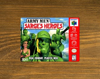 N64 Army Men - Sarges Heroes Video Game Box Cover Image on a Fridge Magnet 3"x4" Metal Plate - High gloss - Image sublimated into plate
