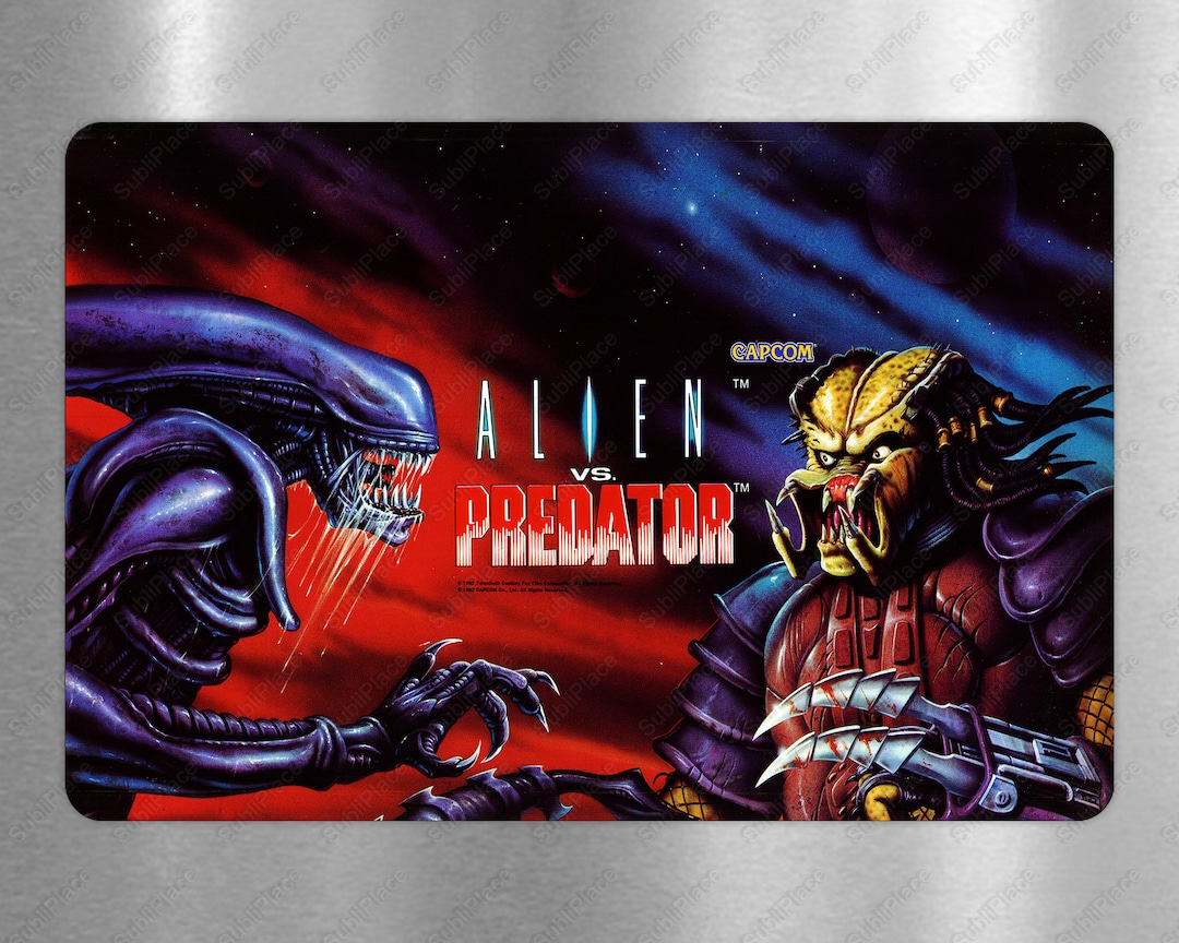 Alien Vs Predator Arcade Game Marquee 8x12 Metal Plate High Gloss With Rounded Corners Image is