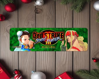 Street Fighter 3 Third Strike Arcade Game Marquee 4"x13.5" Metal Plate - High gloss with rounded corners - Image sublimated into the plate
