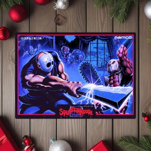 Splatterhouse (Japanese Version) Arcade Game Flyer Promo Art Image on 5"x7" Metal Plate - High gloss  w/ rounded corners - Image sublimated