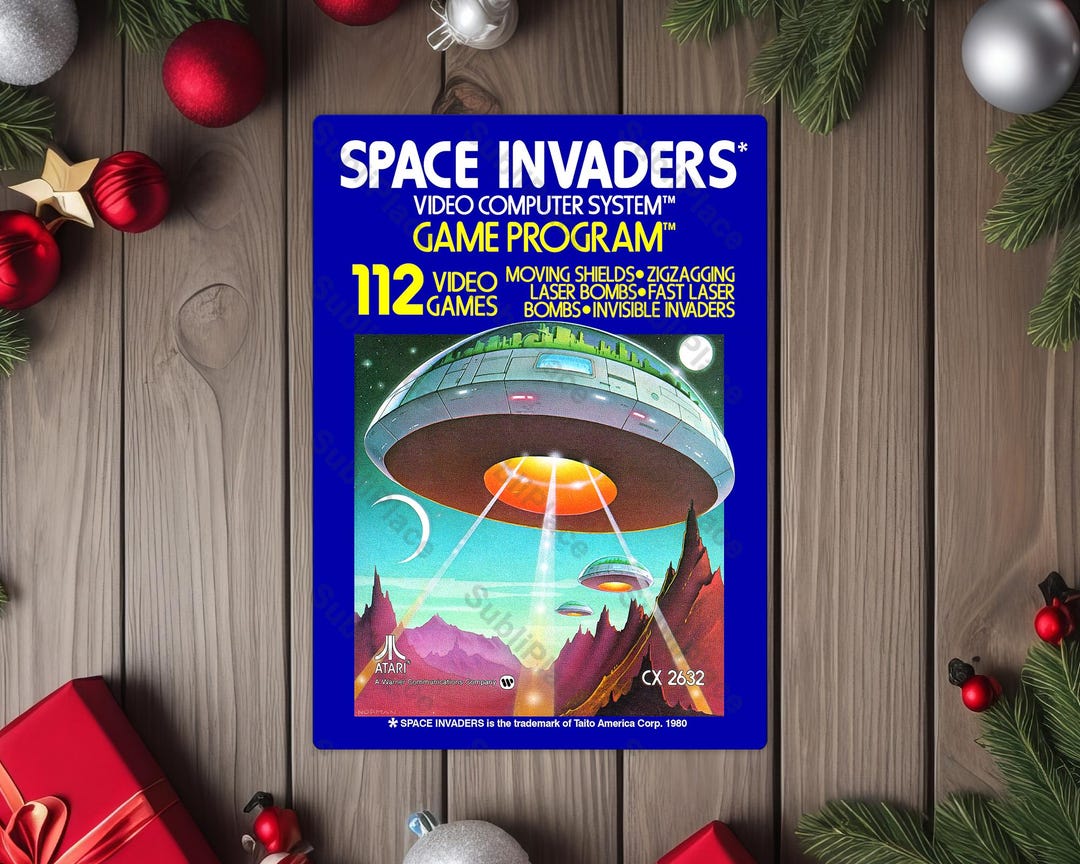 Atari 2600 Space Invaders Box Cover Video Game Image On A 5 X7 Metal
