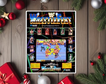 WWF Wrestlefest Arcade Game Marquee, Bezel & Screenshot 8"x10" Metal Plate - High gloss w/ rounded corners - Image is sublimated into plate