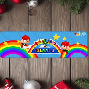 Rainbow Islands - Bubble Bobble 2 Arcade Game Marquee 4&quot;x13.5&quot; Metal Plate - High gloss w/ rounded corners - Image is sublimated into plate