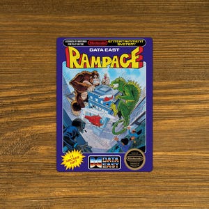 Rampage NES Box Cover Video Game Fridge Magnet 2.5"x3.5" Metal Plate - High gloss with rounded corners - Image is sublimated into the plate