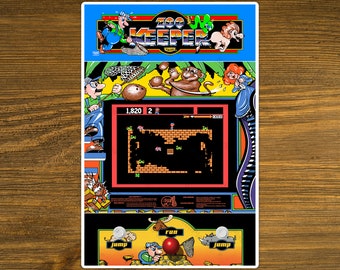 Zoo Keeper Arcade Game Marquee, Bezel, Screenshot & Control Panel image on 8"x12" Metal Plate - High gloss - Image sublimated into the plate