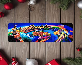 Cruis'n Exotica Arcade Game Marquee 4"x13.5" Metal Plate - High gloss with rounded corners - Image is sublimated into the metal plate