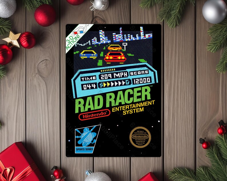NES Rad Racer Box Cover Video Game Image on a 5