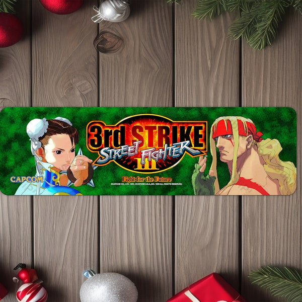 Street Fighter 3 Third Strike Arcade Game Marquee 4"x13.5" Metal Plate - High gloss with rounded corners - Image sublimated into the plate