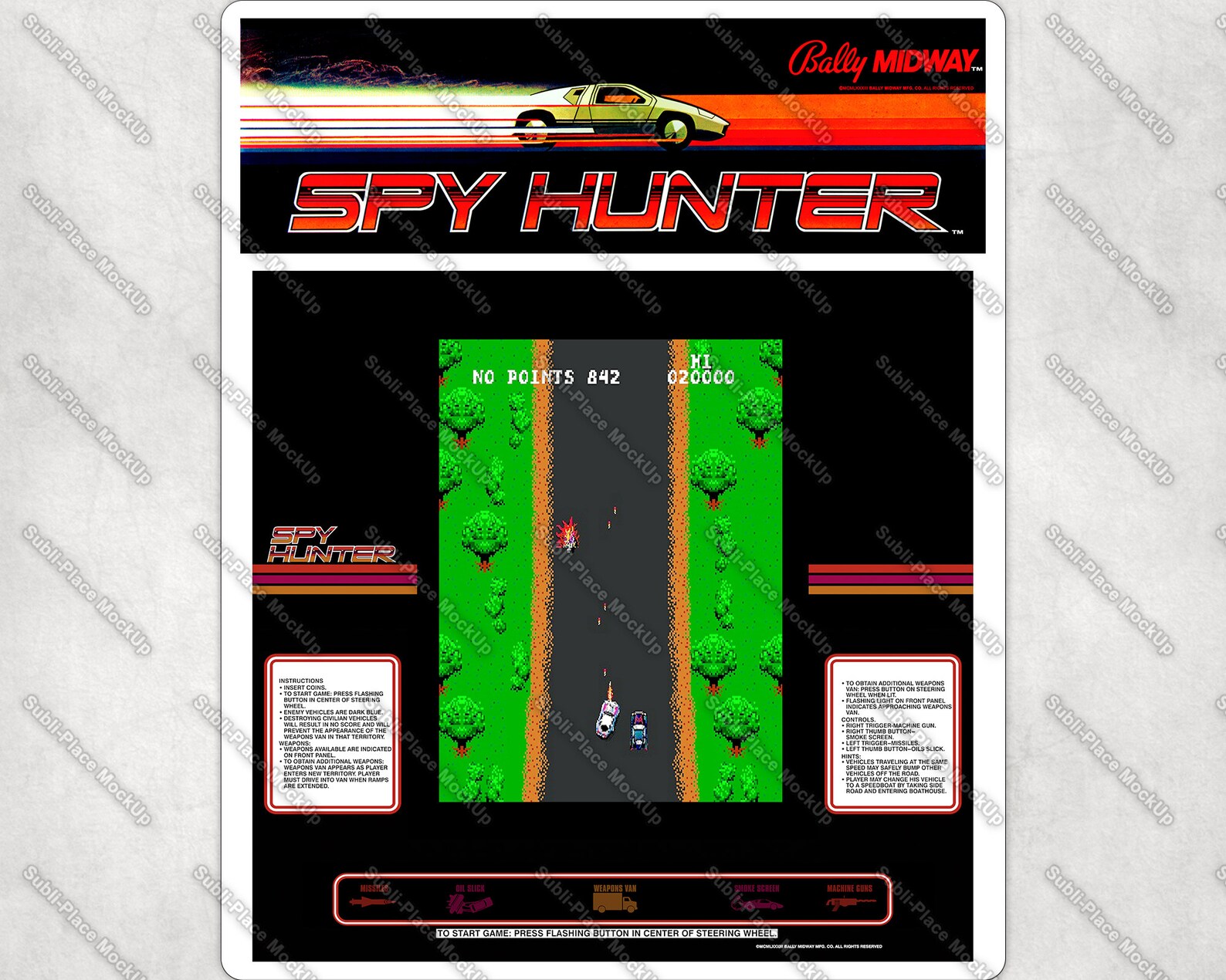 Spy Hunter Car Arcade Game Marquee Bezel & Screenshot Etsy