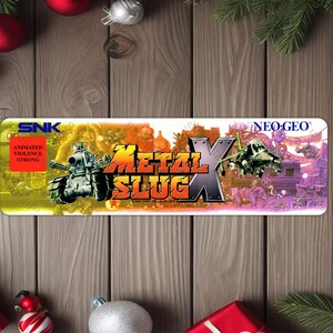 Metal Slug X Arcade Game Marquee 4&quot;x13.5&quot; Metal Plate - High gloss with rounded corners - Image is sublimated into the plate