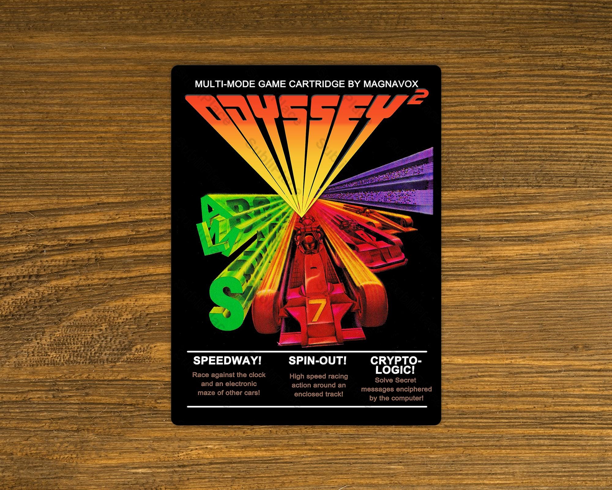 Odyssey2 Speedway! Spinout! Cryptologic! - Video Game Box Cover Image on a  Fridge Magnet 3