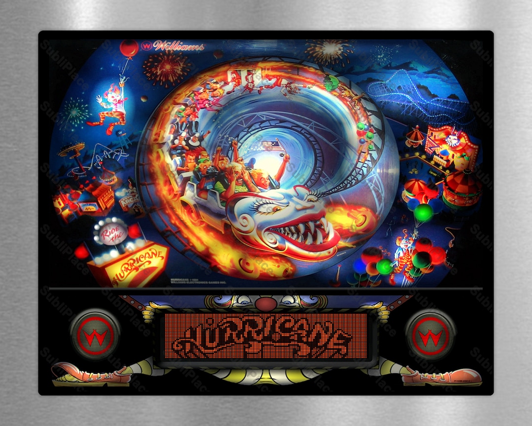 Hurricane Pinball Arcade Game Backglass Image on a Etsy
