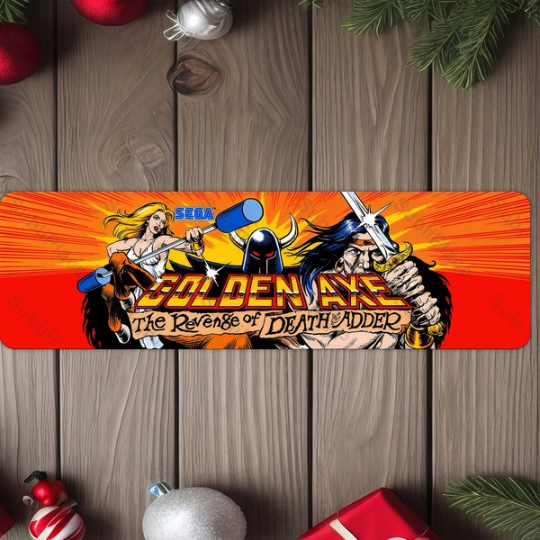 Golden Axe 2 - The Revenge Of Death Adder Arcade Game Marquee 4"x13.5" Metal Plate - High gloss with rounded corners - Image is sublimated