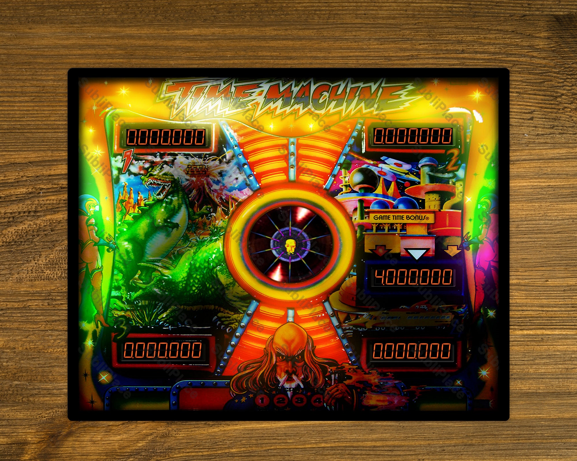 Time Machine - Pinball Arcade Game Backglass Image on a 8