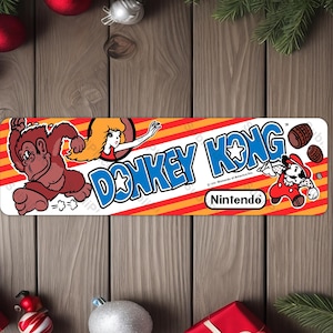 Donkey Kong Arcade Game Marquee 4&quot;x13.5&quot; Metal Plate - High gloss with rounded corners - Image is sublimated into the metal plate