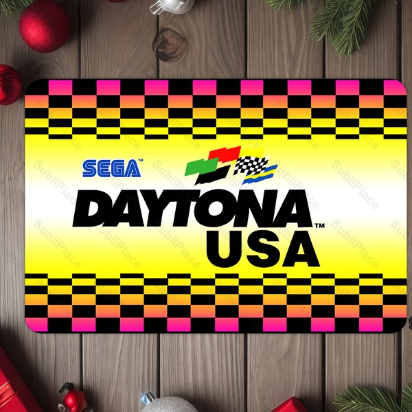 Daytona USA Arcade Game Marquee 8"x12" Metal Plate - High gloss with rounded corners - Image is sublimated into the plate