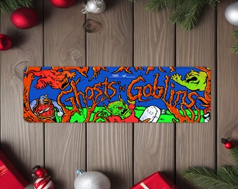 Ghosts'n Goblins Taito Arcade Game Marquee 4"x13.5" Metal Plate - High gloss with rounded corners - Image is sublimated into the metal plate