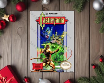 NES Castlevania Box Cover Video Game Image on a 5"x7" Metal Plate - High gloss with rounded corners - Image is sublimated into the plate
