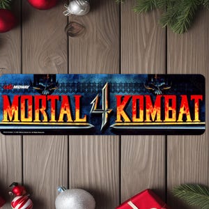 Mortal Kombat 4 Arcade Game Marquee 4&quot;x13.5&quot; Metal Plate - High gloss with rounded corners - Image is sublimated into the plate