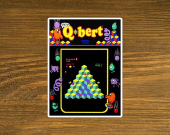 Q-bert Arcade Game Fridge Magnet 3&quot; x 4&quot; Metal Plate - Marquee, Bezel & Screenshot - High Gloss - Image sublimated into the plate - Q*bert