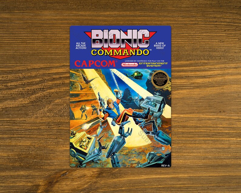 NES Bionic Commando Box Cover Video Game Image on a 5"x7" Metal Plate ...