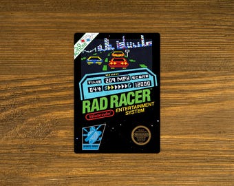 Rad Racer NES Box Cover Video Game Fridge Magnet 2.5"x3.5" Metal Plate - High gloss with rounded corners - Image sublimated into the plate
