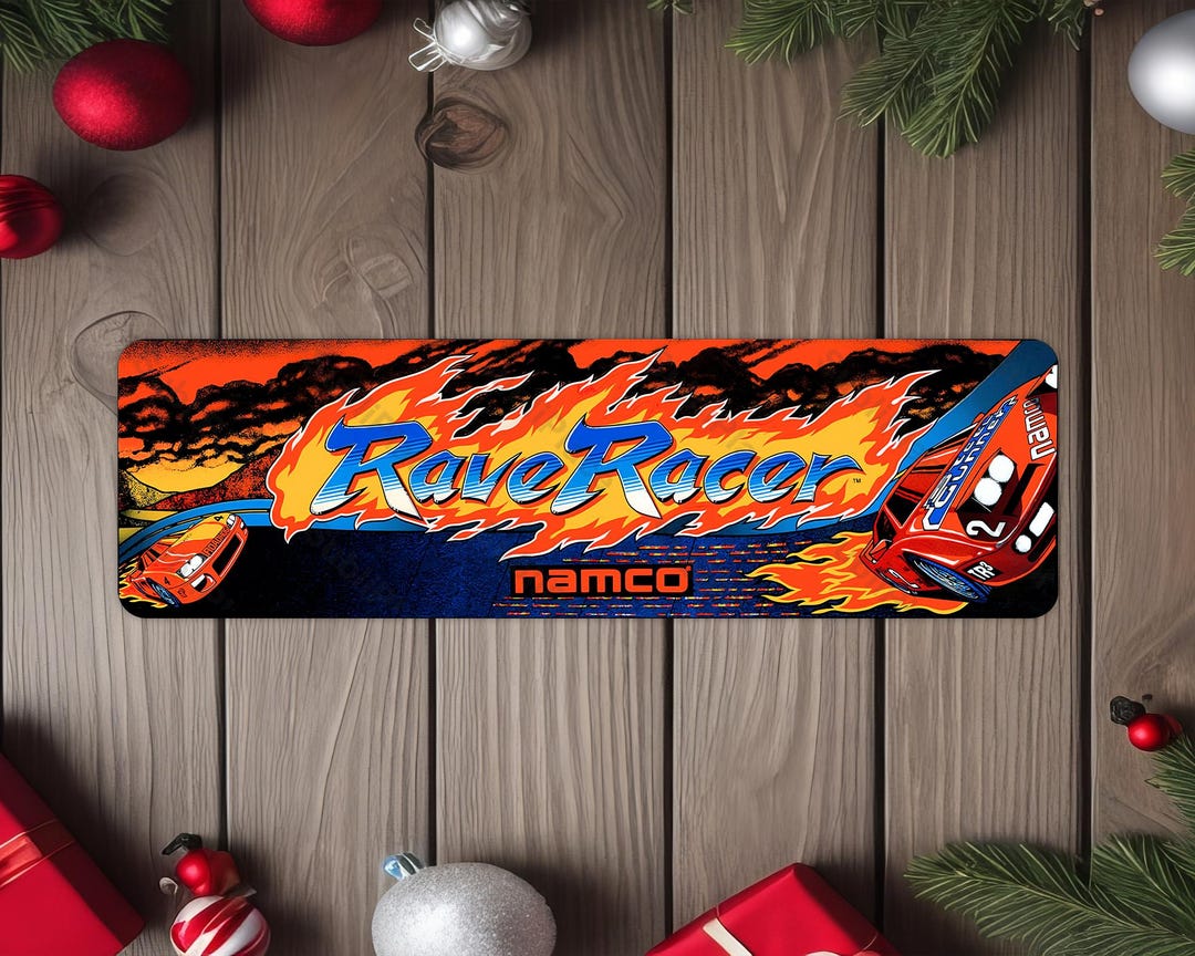 Rave Racer Arcade Game Marquee Image on a 4
