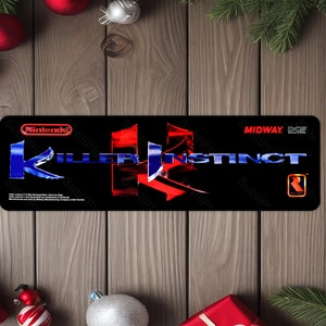 Killer Instinct Arcade Game Marquee 4"x13.5" Metal Plate - High gloss with rounded corners - Image is sublimated into the metal plate